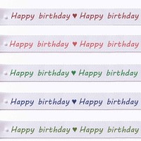 Übersicht Satinband-HAPPY BIRTHDAY: 15mm breit / 25m-Rolle, weiß Übersicht Satinband-HAPPY BIRTHDAY: 15mm breit / 25m-Rolle, weiß