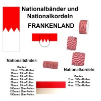Frankenband und Frankenkordeln, verschiedene Breiten und Längen Frankenband und Frankenkordeln, verschiedene Breiten und Längen