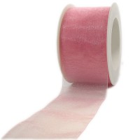 Organzaband mit Drahtkante: 60mm breit / 25m-Rolle, rosa Organzaband mit Drahtkante: 60mm breit / 25m-Rolle, rosa