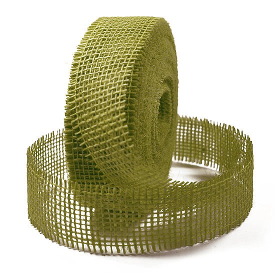Juteband-Rupfenband: 40mm breit / 20m-Rollen, olivgrün