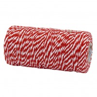 Bäckergarn, rot-weiß: 1,5mm breit / 100m-Rolle. Bäckergarn, rot-weiß: 1,5mm breit / 100m-Rolle.