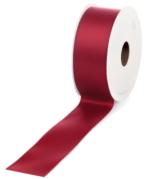 Satinband-PREMIUM, weinrot: 38mm breit / 25m-Rolle, mit feiner Webkante