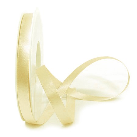 Satinband SINFINITY, vanille-creme: 10mm breit / 25m-Rolle, mit feiner Webkante.