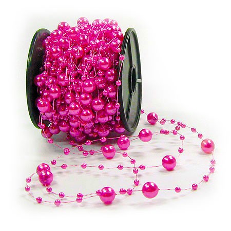 Dekoperlen, pink - 8mm breit / 10m-Rolle.