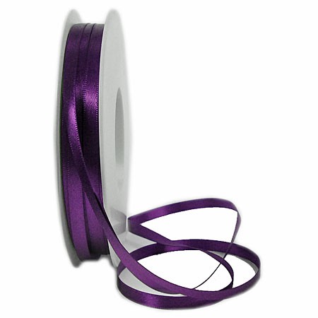 Satinband SINFINITY, violett: 6mm breit / 50m-Rolle, mit feiner Webkante.