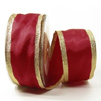 Dekoband Classic, weinrot-gold: 50mm breit / 25m, mit Drahtkante Dekoband Classic, weinrot-gold: 50mm breit / 25m, mit Drahtkante