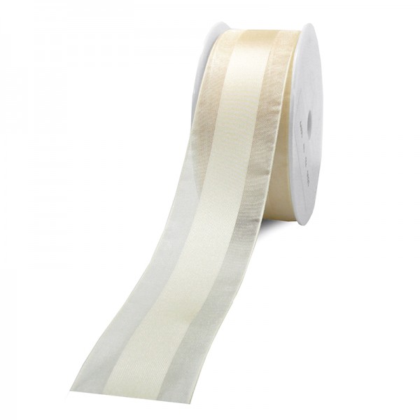 Dekorband-CHARMING, creme: 40mm breit / 25m-Rolle.