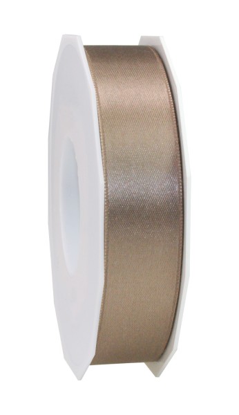 Satinband-PRÄSENT, taupe: 25mm breit / 25m-Rolle, mit feiner Webkante.