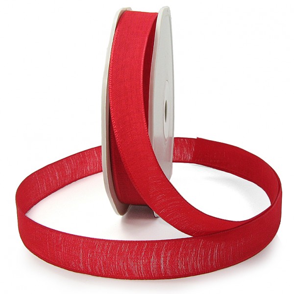 Leinenband-NATURAL, 16mm breit / 20m-Rolle, rot.