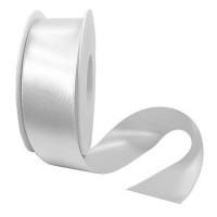 Satinband-SINFINITY, weiss: 38mm breit / 25m-Rolle, mit feiner Webkante Satinband-SINFINITY, weiss: 38mm breit / 25m-Rolle, mit feiner Webkante