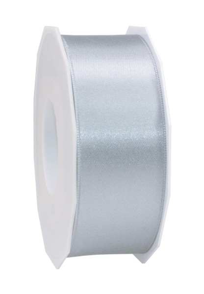 Satinband-PRÄSENT, silber-grau: 40mm breit / 25m-Rolle, mit feiner Webkante.