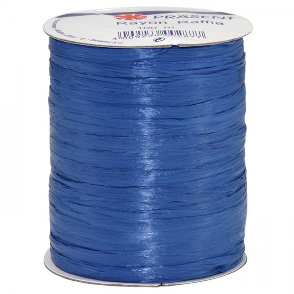 Raffia - RAYON, Bindebast: 10mm breit / 100m-Rolle, royalblau