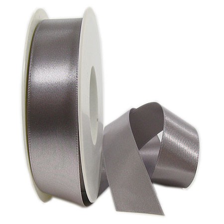 Satinband SINFINITY, silber-grau: 25mm breit / 25m-Rolle, mit feiner Webkante.