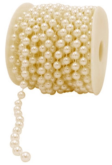 DEKO-PERLEN-Kette, creme: 8mm Ø breit / 10m-Rolle