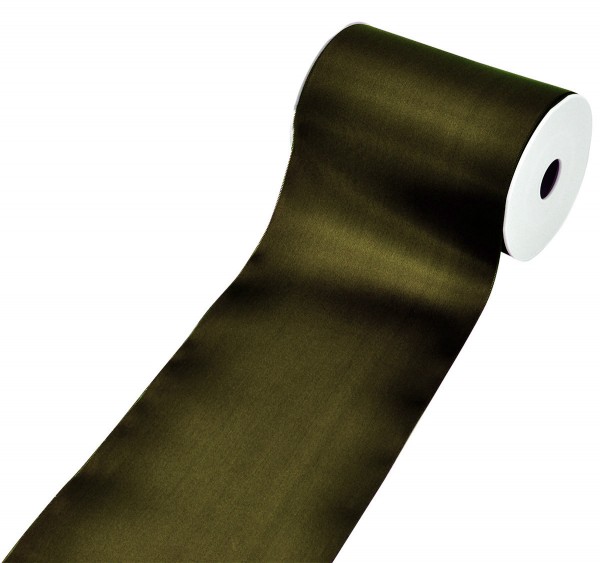 Satinband-Tischband, olivgrün: 150 mm breit / 25 Meter, mit Webkante