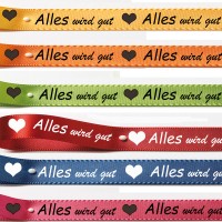 Satinband "Alles wird gut" - Farbauswahl Satinband "Alles wird gut" - Farbauswahl