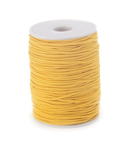 Gummi-Kordel, elastische Kordel: 2 mm Ø breit / 100m-Rolle, gelb