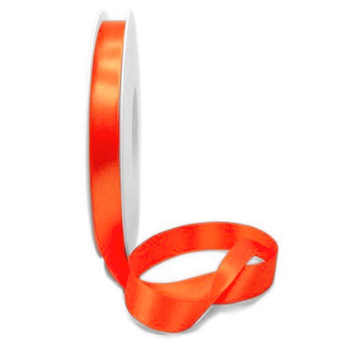 Satinband SINFINITY, Neon-orange: 10mm breit / 25m-Rolle, mit feiner Webkante.