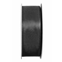 Taftband, schwarz: 40mm breit / 50m-Rolle, mit feiner Webkante. Taftband, schwarz: 40mm breit / 50m-Rolle, mit feiner Webkante.