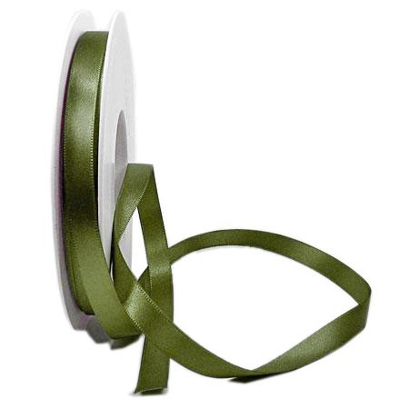 Satinband SINFINITY, olivgrün: 15mm breit / 25m-Rolle, mit feiner Webkante.