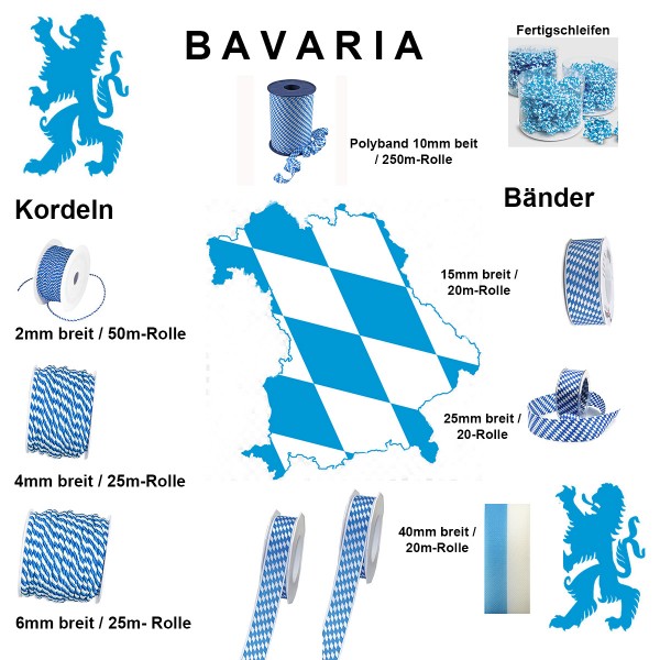 BAVARIA Kollektion: Bänder, Kordeln und Fertigschleifen