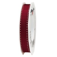 Ripsband-STITCHES, 15mm breit / 15m-Rolle, bordeaux-weiss Ripsband-STITCHES, 15mm breit / 15m-Rolle, bordeaux-weiss
