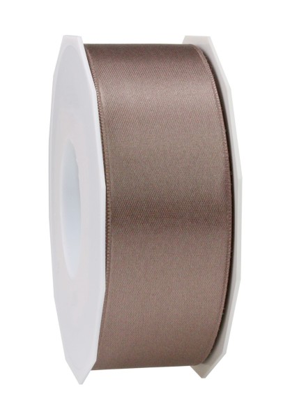 Satinband-PRÄSENT, taupe: 40mm breit / 25m-Rolle, mit feiner Webkante.