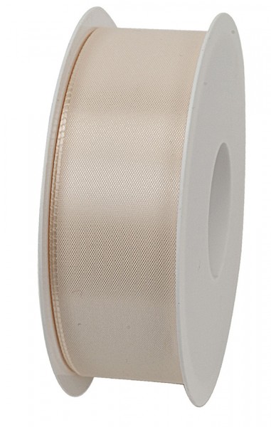 Taftband, creme: 40mm breit / 50m-Rolle, mit feiner Webkante.