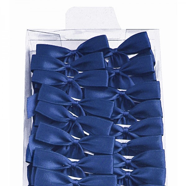 2-Flügel Fertigschleifen: royalblau = 100 Stück - mit Selbstklebe-Etikett