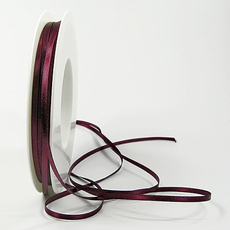 Satinband-SINFINITY, aubergine: 3mm breit / 50m-Rolle, mit feiner Webkante