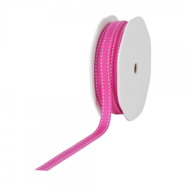 Ripsband-STITCHES, 10mm breit / 20m-Rolle, pink