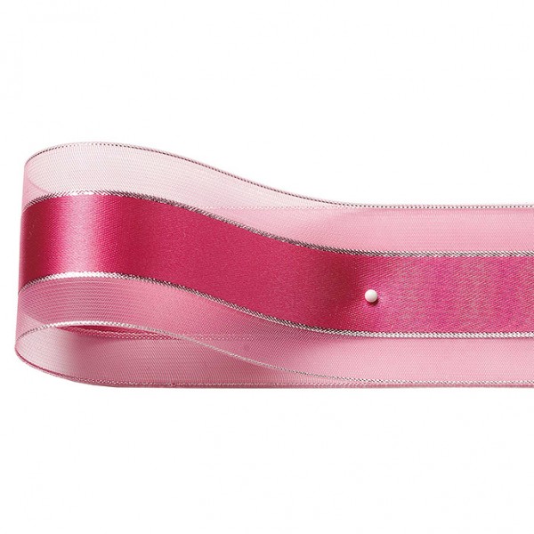 Dekorband-SHINY, pink-silber: 38mm breit / 25m-Rolle