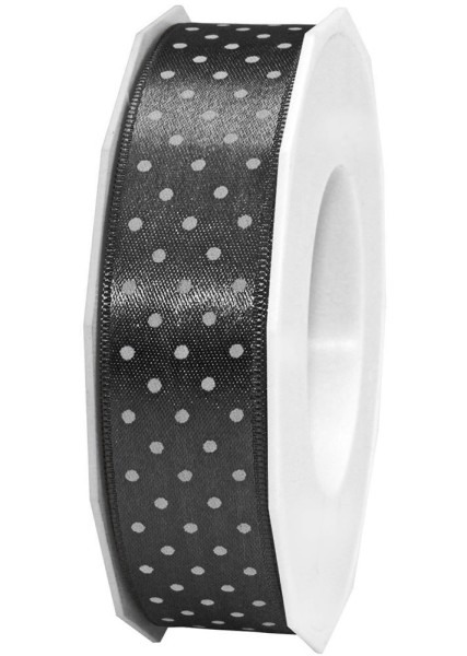 Pünktchenband-MINI DOTS, schwarz: 25mm breit / 20m-Rolle.