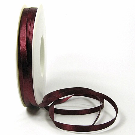 Satinband-SINFINITY, bordeaux: 6mm breit / 50m-Rolle, mit feiner Webkante