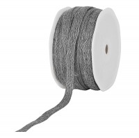 Jute-Flechtband, grau: 12mm breit / 20m-Rolle Jute-Flechtband, grau: 12mm breit / 20m-Rolle