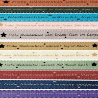 Weihnachts-Satinband individuell bedruckt Übersicht Weihnachts-Satinband individuell bedruckt Übersicht