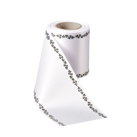 Kranzband SUPER-Satin-Weiß-Efeurand, schwarz: 100mm breit / 25m-Rolle Kranzband SUPER-Satin-Weiß-Efeurand, schwarz: 100mm breit / 25m-Rolle