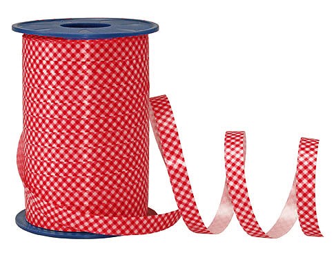 Poly-Karo-Ringelband, rot-weiß - 10mm breit / 200m-Rolle