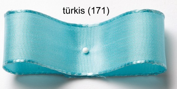 Seidenband mit Drahtkante 25mm, 38mm oder 60mm breit - türkis (171)