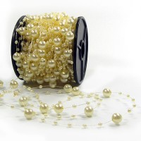 Dekoperlen, creme: 8mm breit / 15m-Rolle. Dekoperlen, creme: 8mm breit / 15m-Rolle.