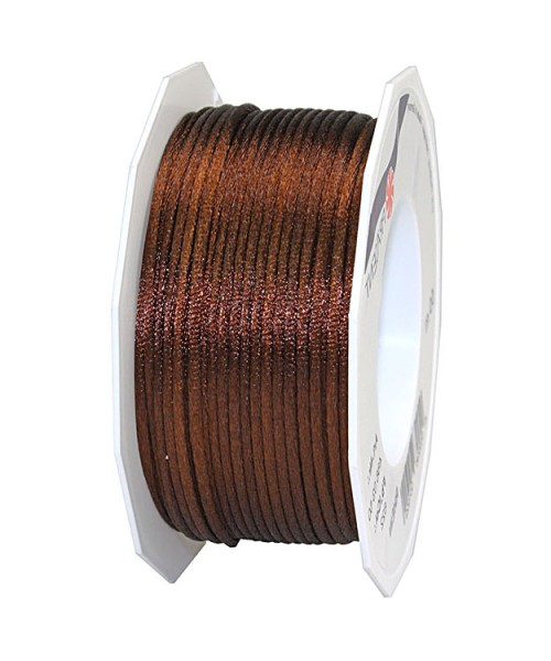 Satinkordel-RHEIN, braun: 3 mm breit - 50-Meter-Rolle