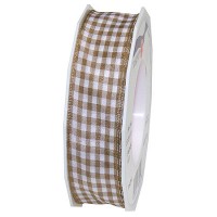 Vichy-Karoband, taupe-weiss: 25mm breit / 20m-Rolle Vichy-Karoband, taupe-weiss: 25mm breit / 20m-Rolle