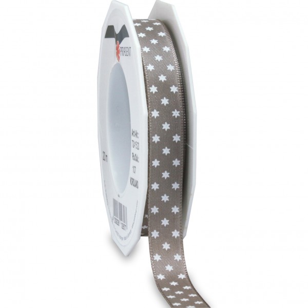 Sternchenband: NORDLAND: 15mm breit/ 20m- Rolle, silber