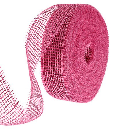 Juteband hart appretiert, pink: 50mm breit / 40m-Rolle