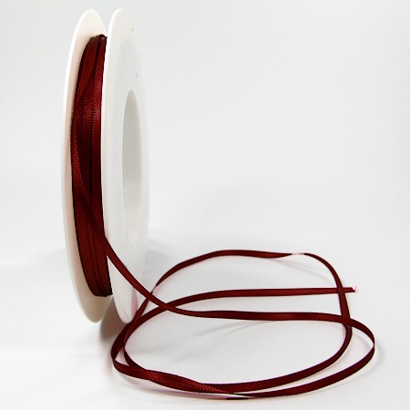 Satinband-SINFINITY, bordeaux: 3mm breit / 50m-Rolle, mit feiner Webkante