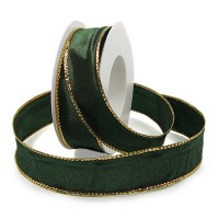 Basic-Gloss, tannengrün-gold: 25mm breit / 10m-Rolle Basic-Gloss, tannengrün-gold: 25mm breit / 10m-Rolle