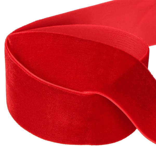 Samtband-VELVET, rot: 10mm breit / 20m-Rolle