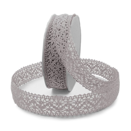 Häkelband, hellgrau: 22mm breit / 10m-Rolle