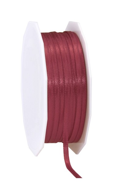 Satinband-PRÄSENT: 3mm breit / 50m-Rolle, weinrot