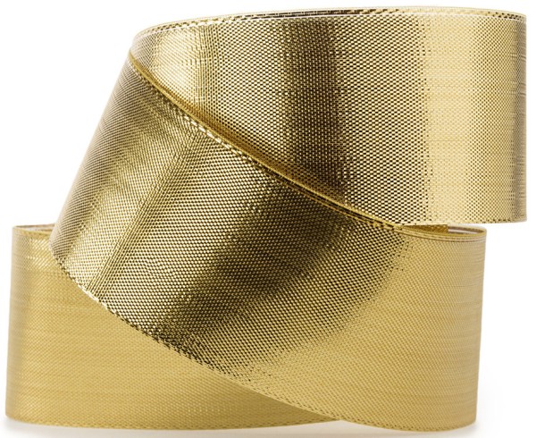 Goldband Lamé: 40mm breit / 25m-Rolle, mit Drahtkante